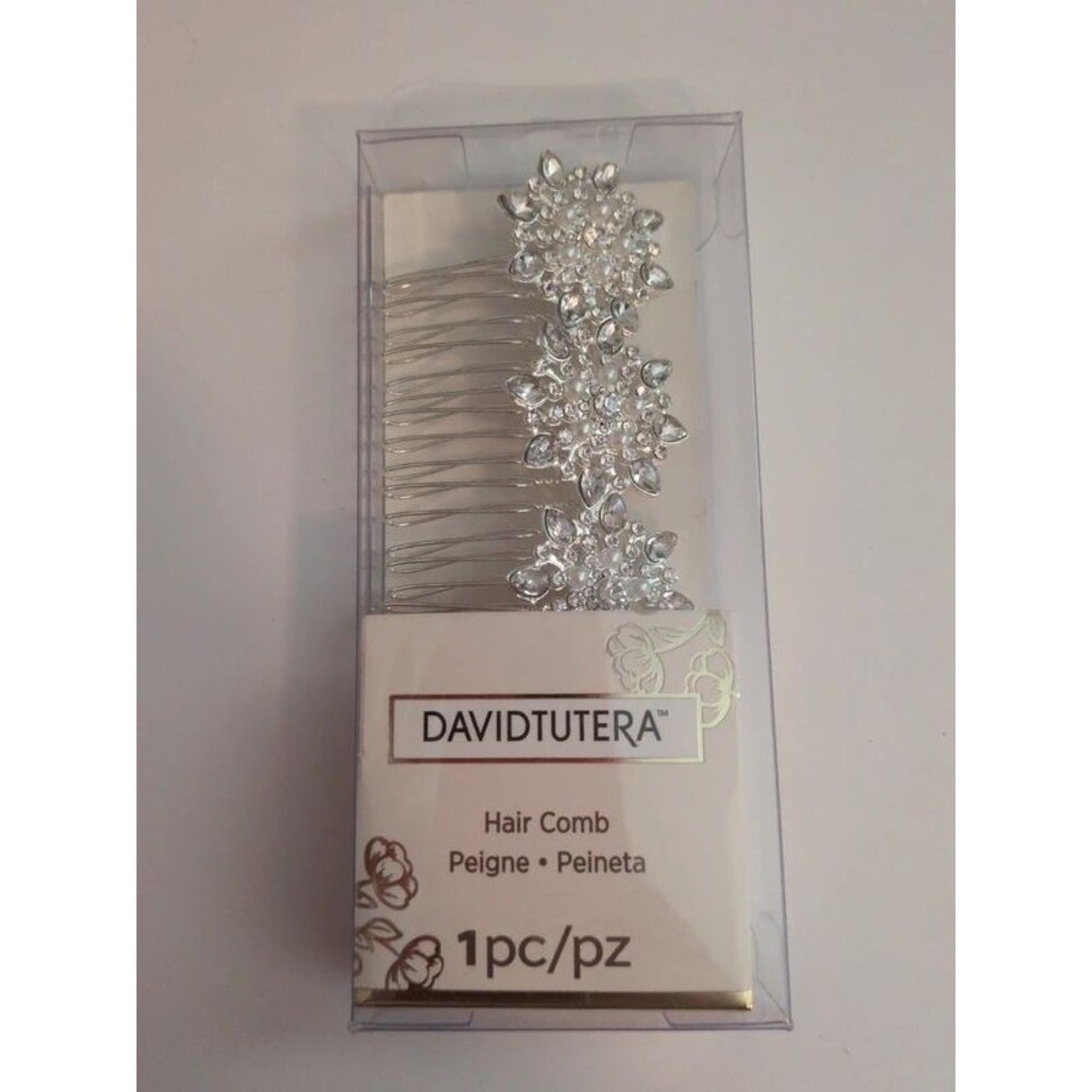 David tutera silver hair comb rhinestone